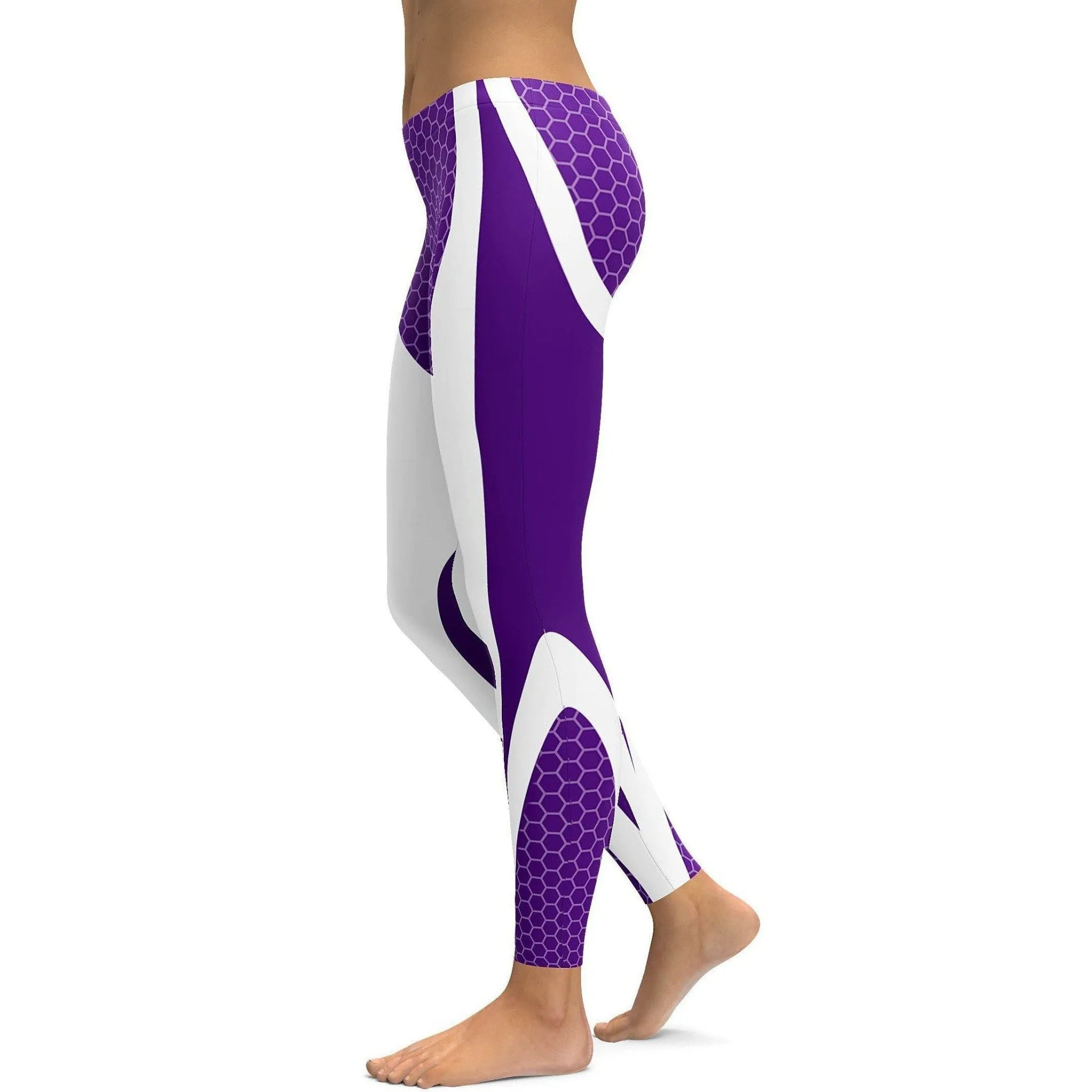 Purple Honeycomb Carbon White Leggings