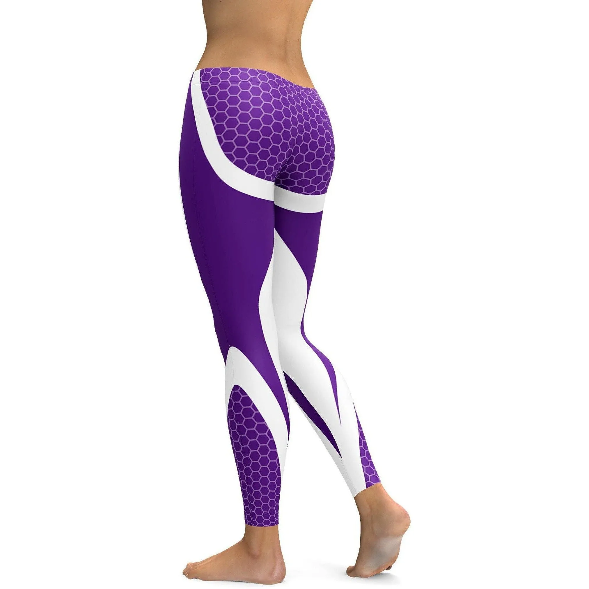 Purple Honeycomb Carbon White Leggings