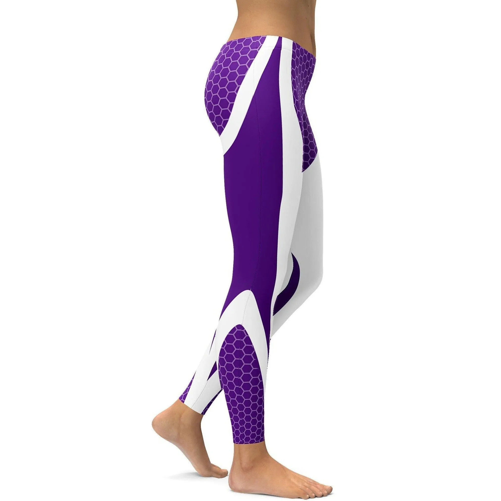 Purple Honeycomb Carbon White Leggings