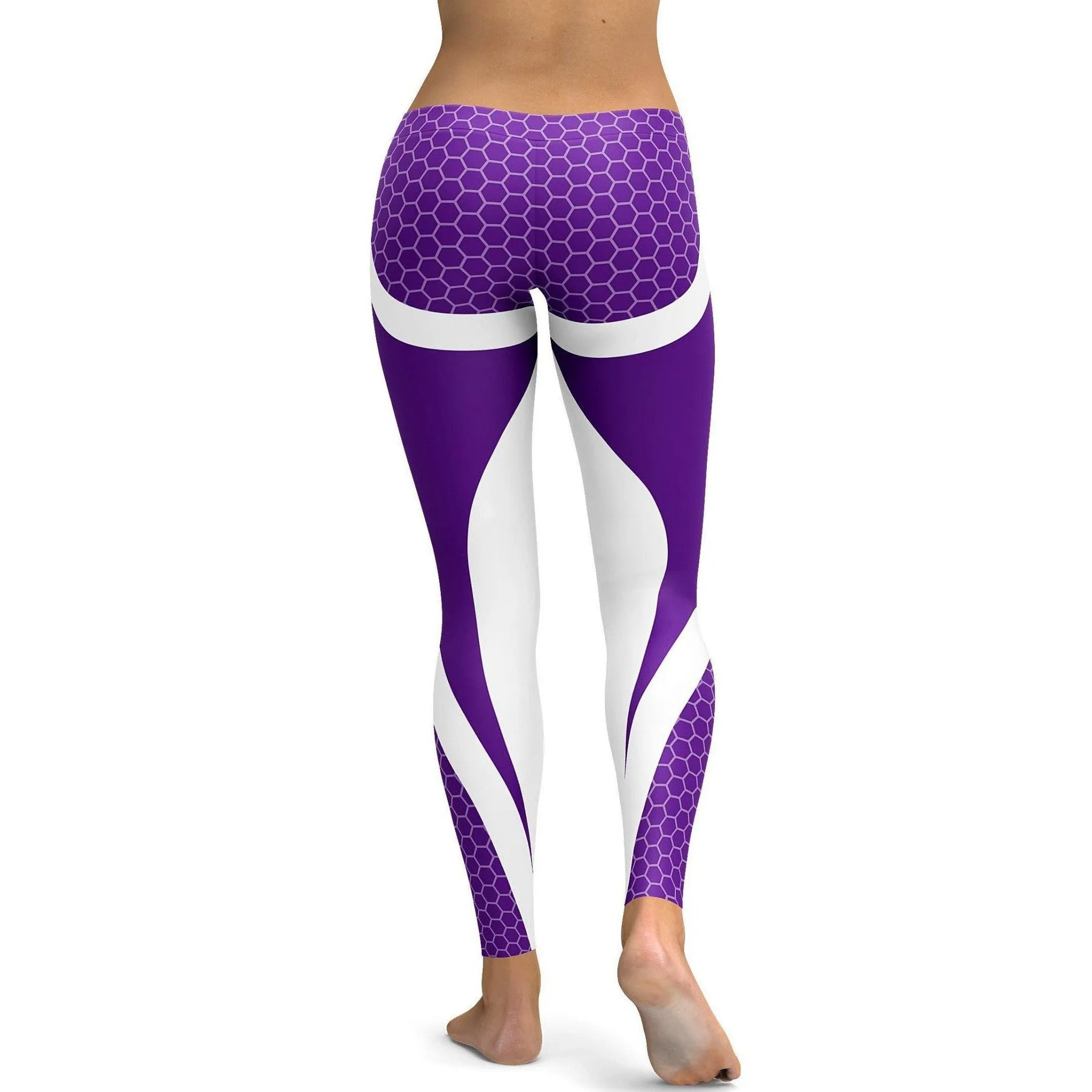 Purple Honeycomb Carbon White Leggings