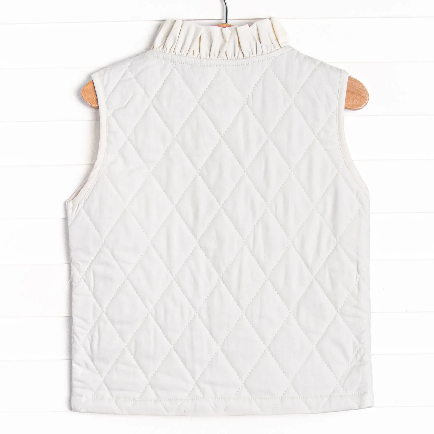 Quilted Ruffle Vest, Ivory