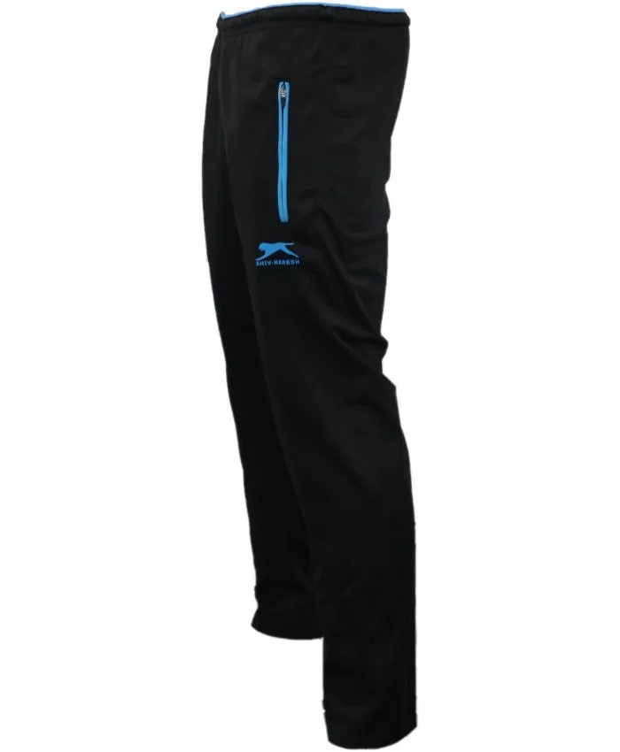 SHIV NARESH Tricot Unisex Track Pants (Black-Cyan)