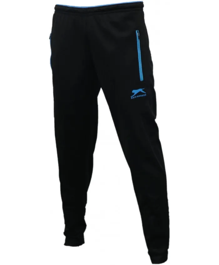 SHIV NARESH Tricot Unisex Track Pants (Black-Cyan)