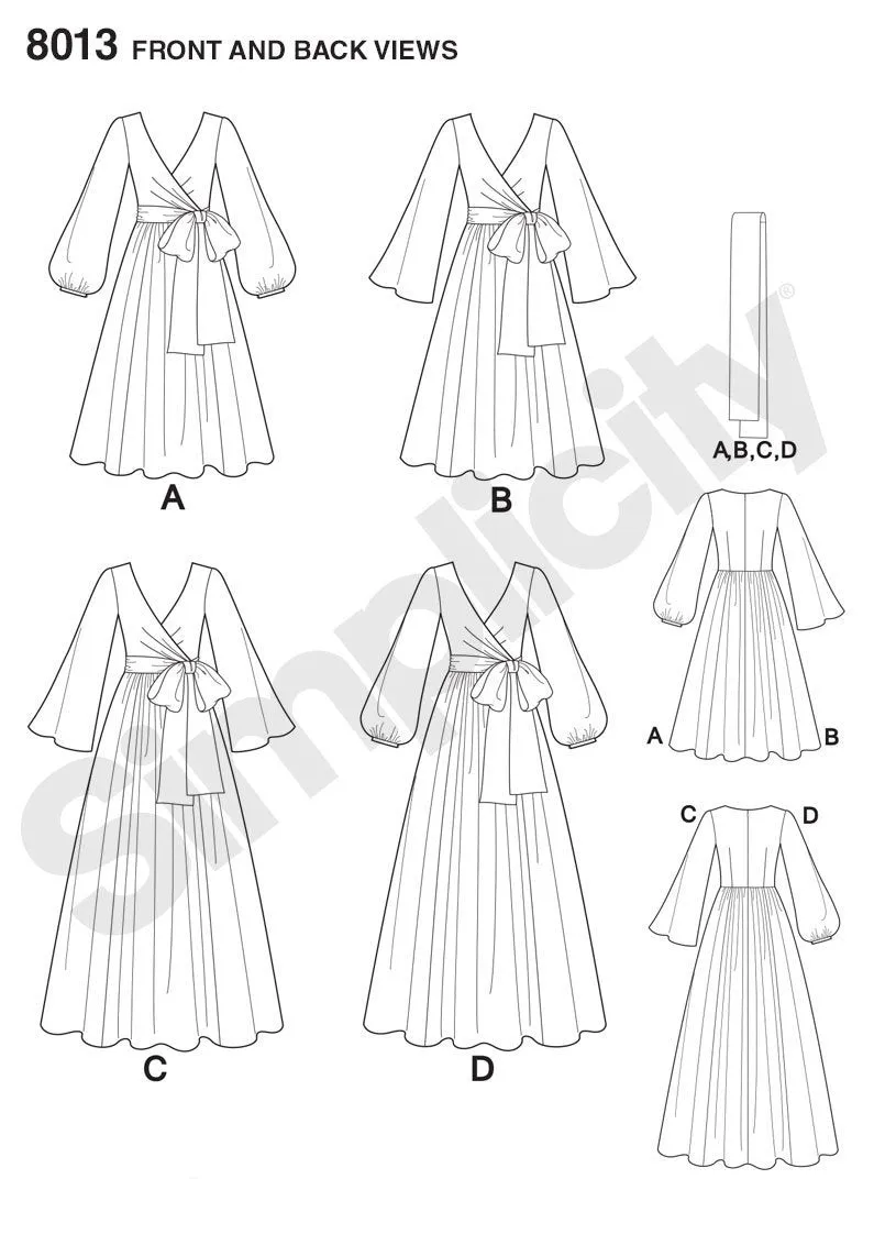 Simplicity Pattern 8013 Misses' Vintage 1970s Dresses