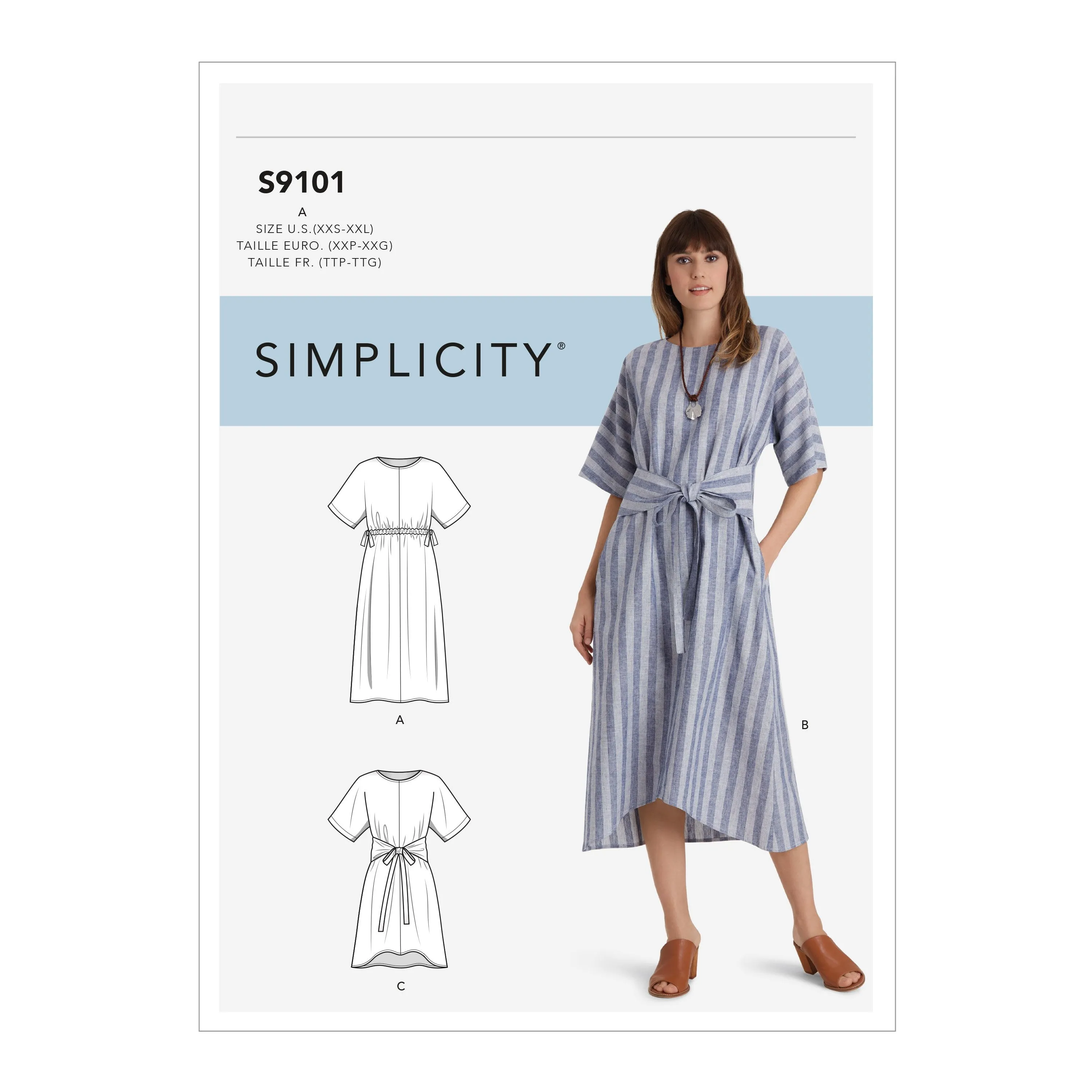 Simplicity Sewing Pattern 9101  Pullover Dresses In Two Lengths