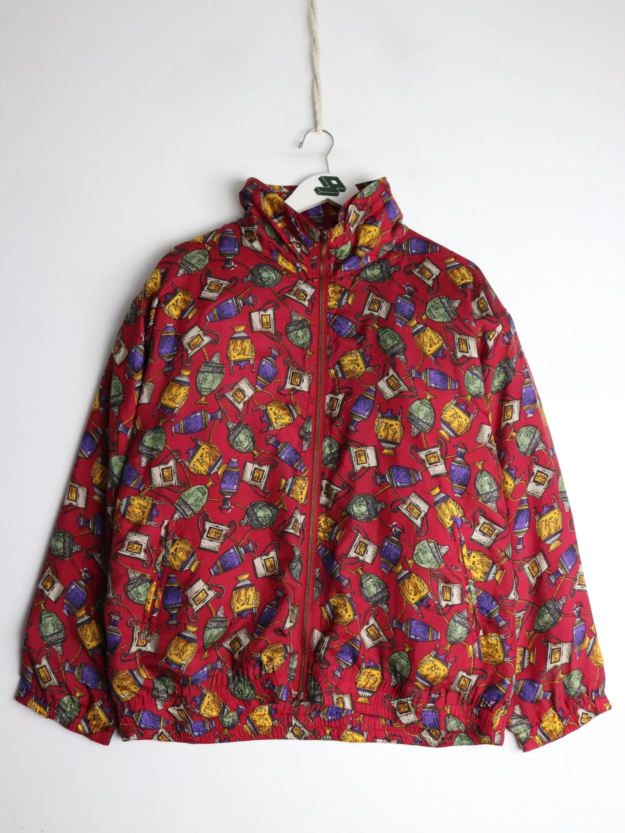 Vintage Activology Windbreaker Womens Large Red Silk Shoudler Padded