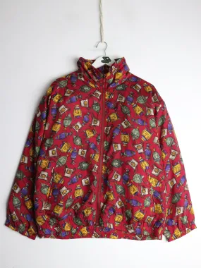 Vintage Activology Windbreaker Womens Large Red Silk Shoudler Padded