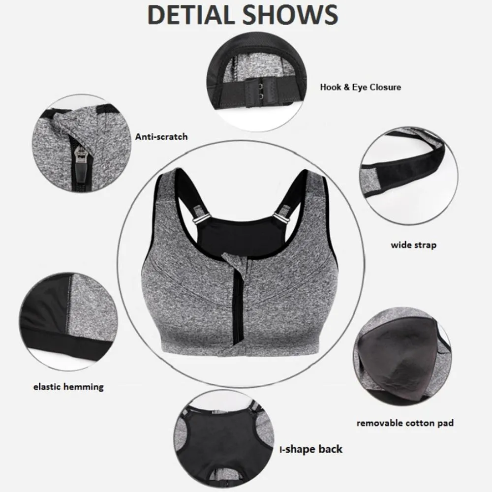 Women Front Zipper Sports Bras